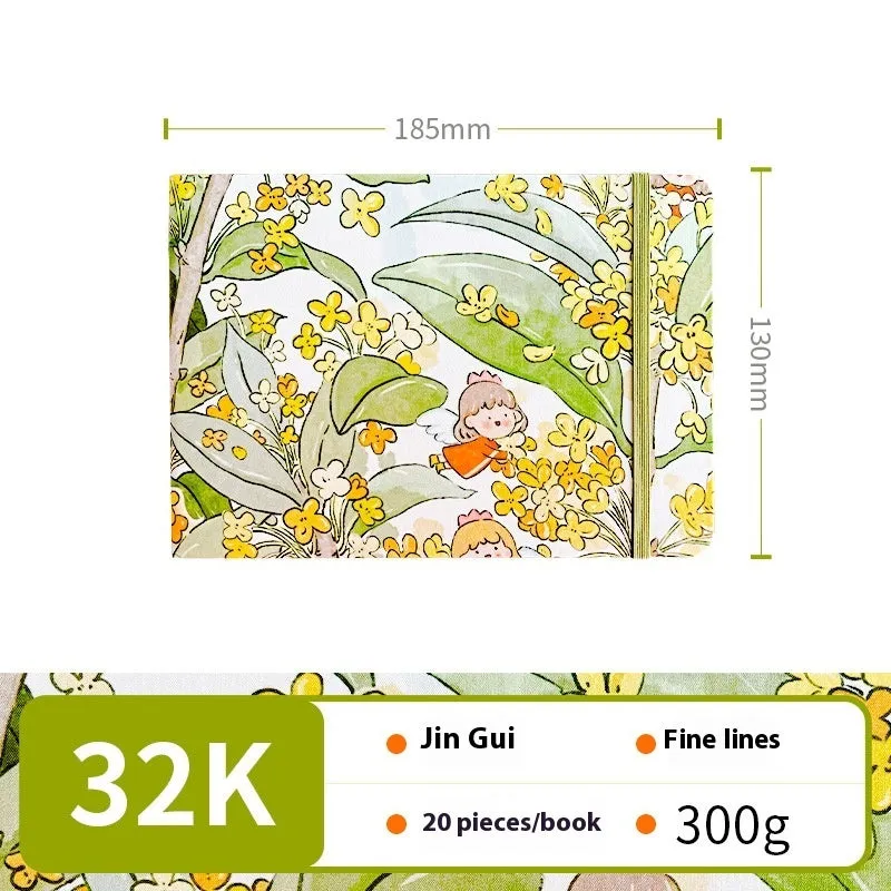 Feiluniao handmade watercolour notebook with fabric cover showing thematic design options