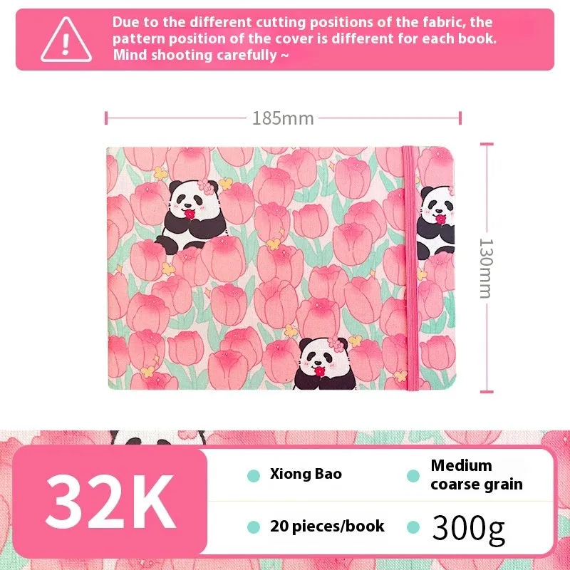 Feiluniao handmade watercolour notebook with fabric cover showing thematic design options