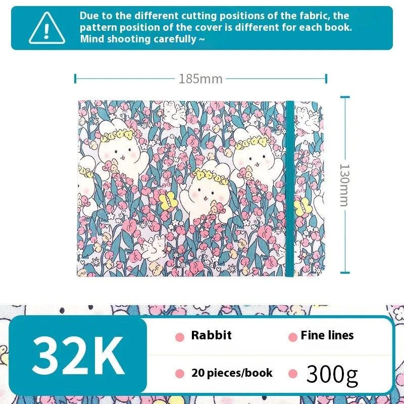 Feiluniao handmade watercolour notebook with fabric cover showing thematic design options