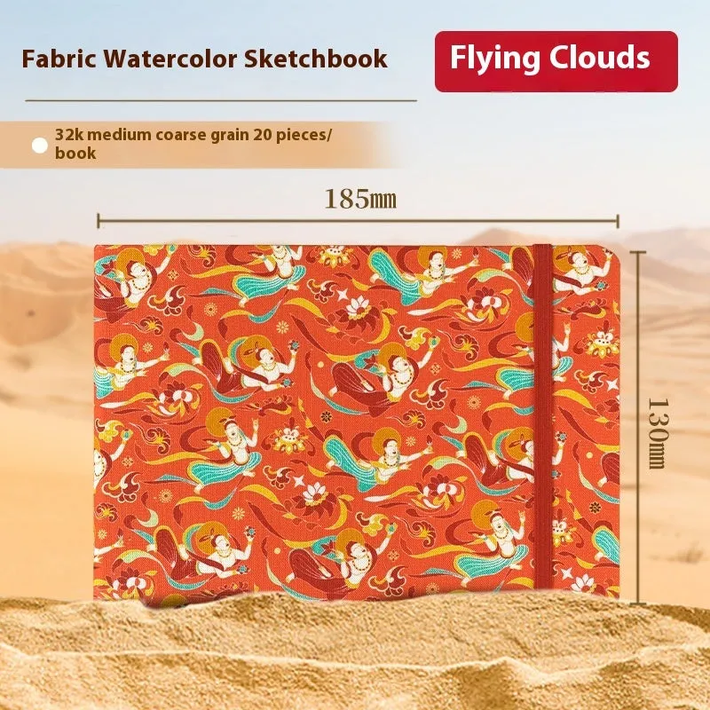Feiluniao handmade watercolour notebook with fabric cover showing thematic design options