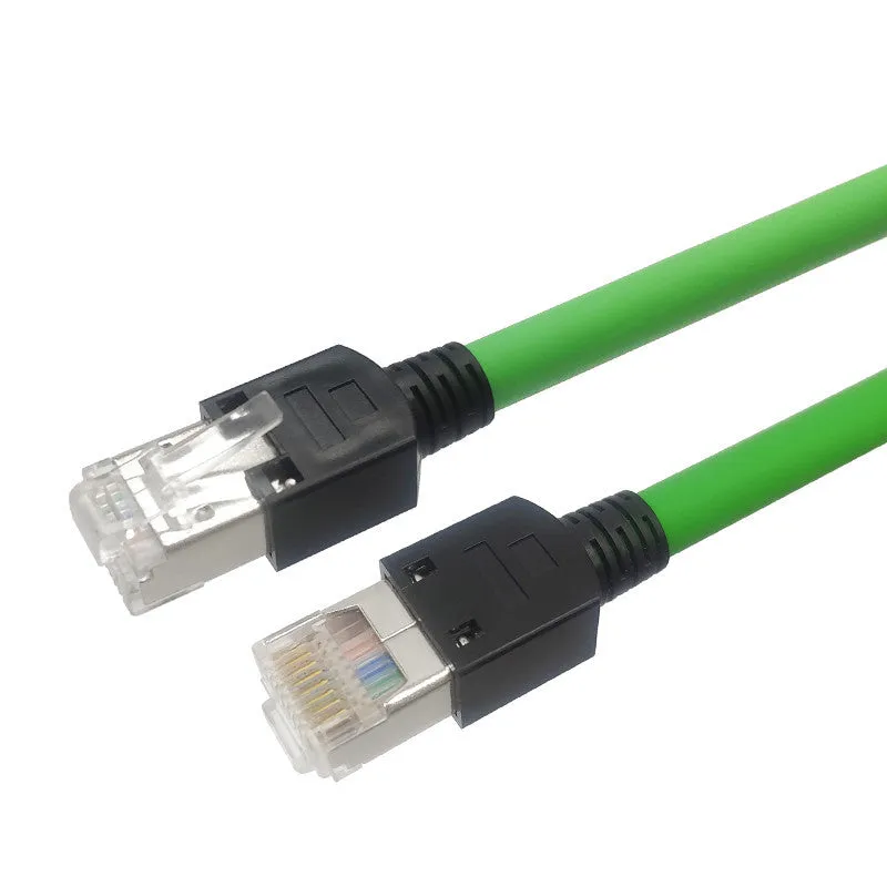 Black industrial super class 6 PROFINET EtherCAT network cable with PVC jacket on white background