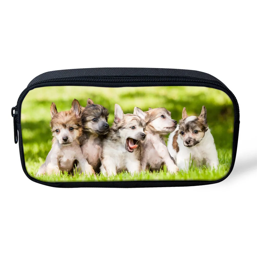Customised pattern polyester large capacity pencil case with zipper closure 10x21x4cm