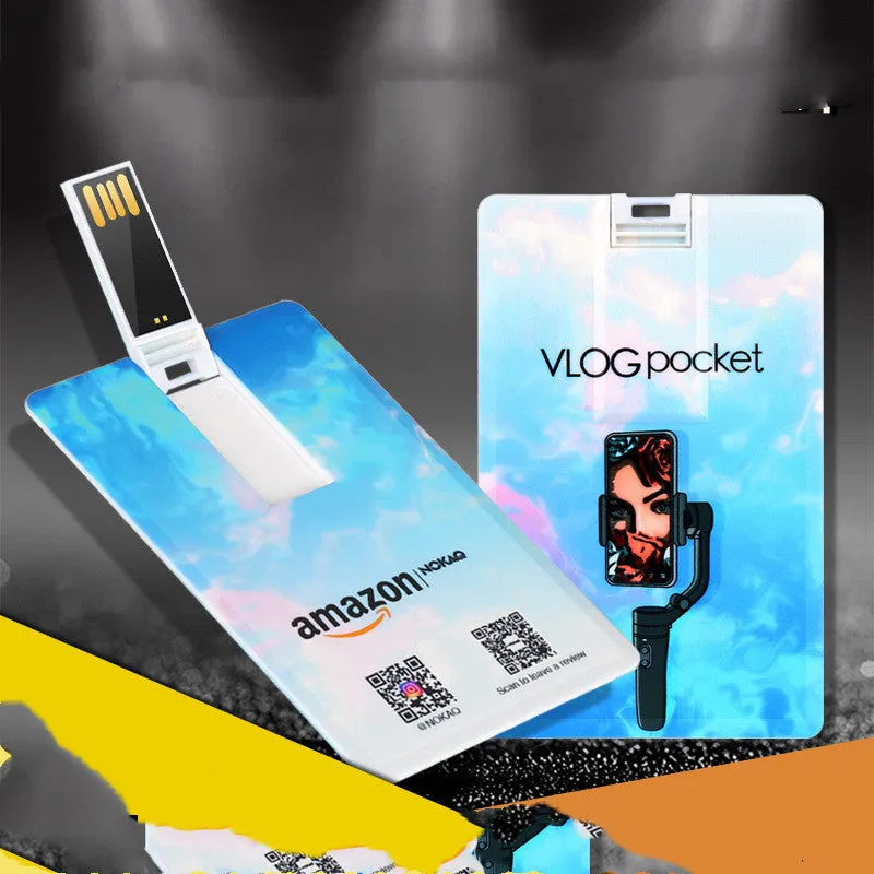 Creative gift USB flash drive in plastic business card shape with write protection switch