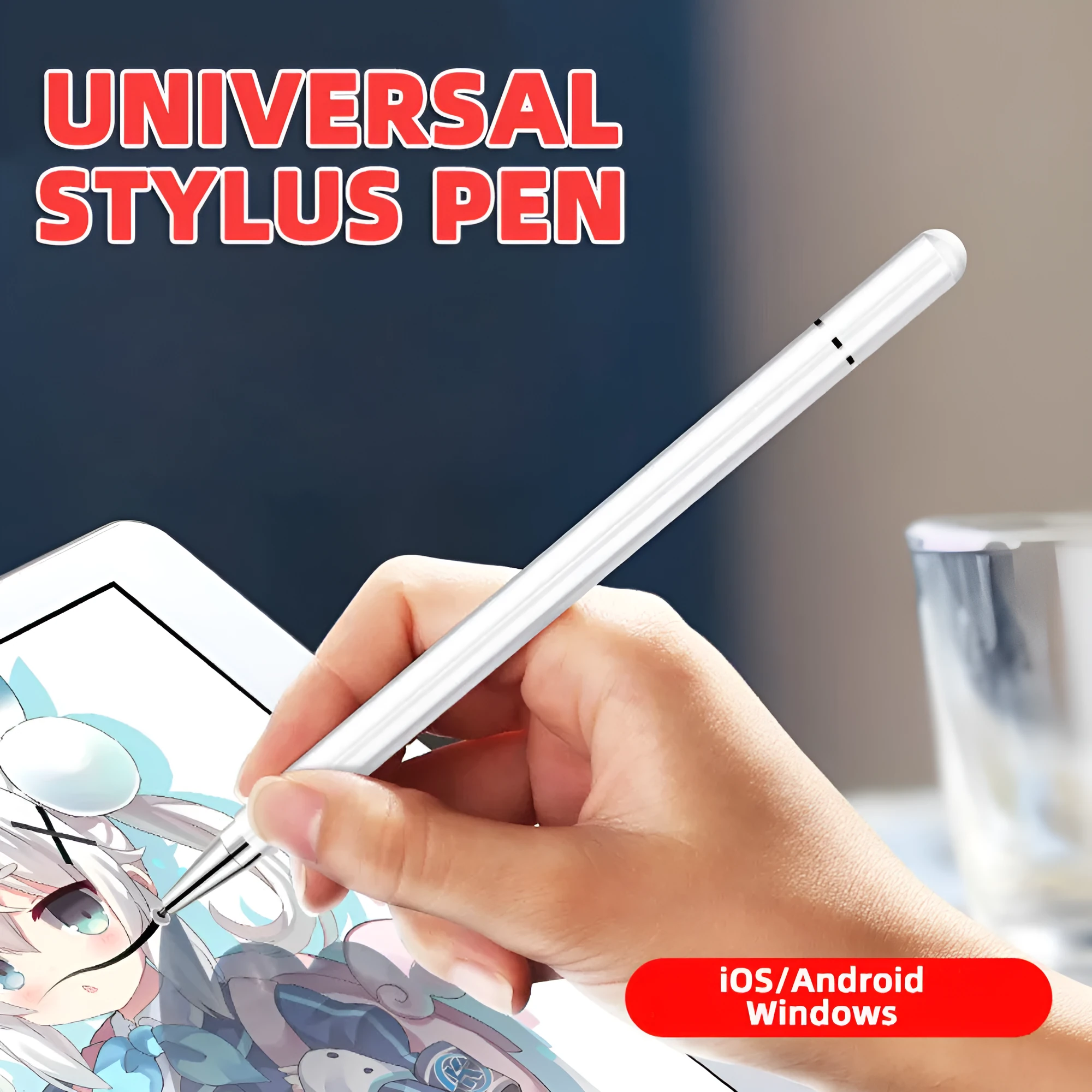 Black passive capacitance pen with aluminium alloy body and nano nib for touchscreens