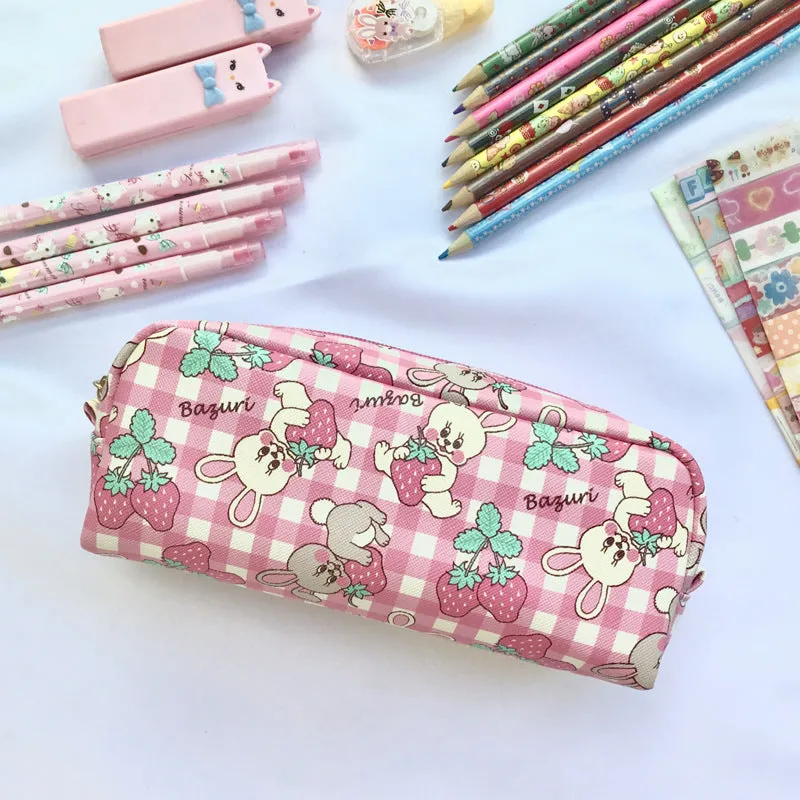 Printed PVC pencil case cylindrical design 19 cm Japanese cute cartoon pattern soft material