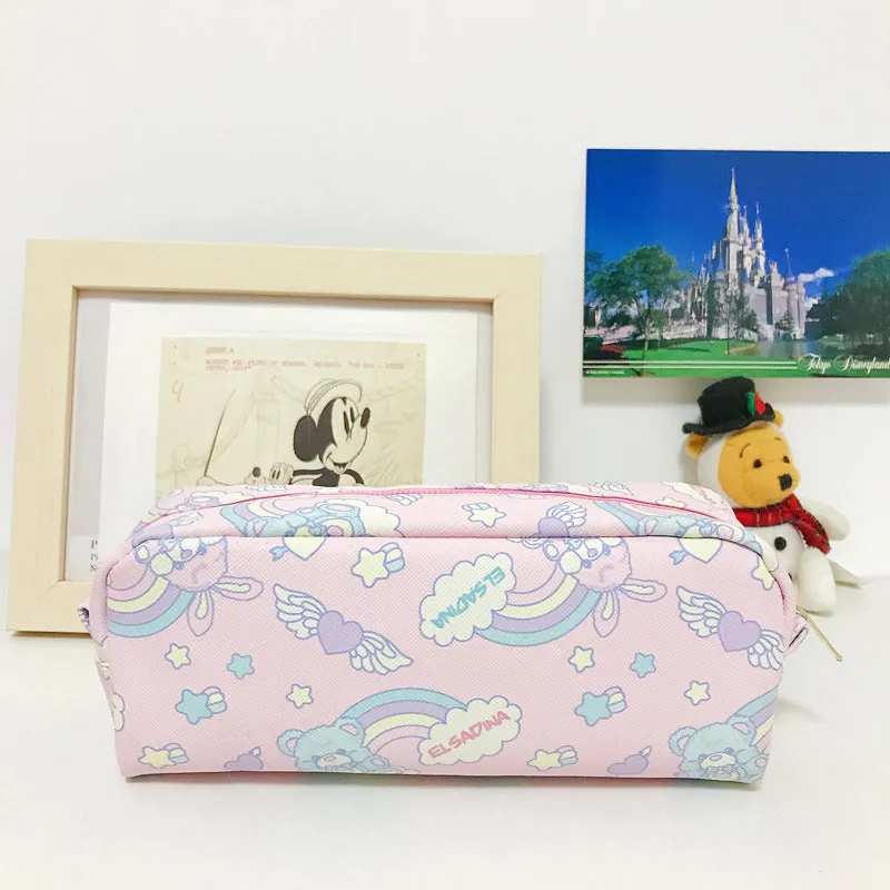 Printed PVC pencil case cylindrical design 19 cm Japanese cute cartoon pattern soft material