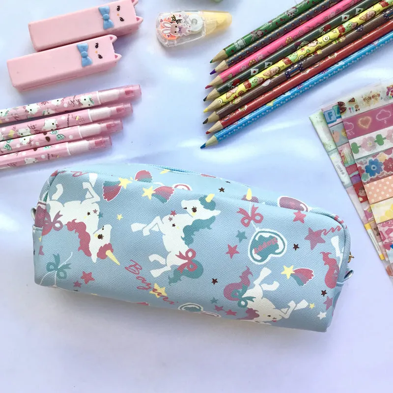 Printed PVC pencil case cylindrical design 19 cm Japanese cute cartoon pattern soft material