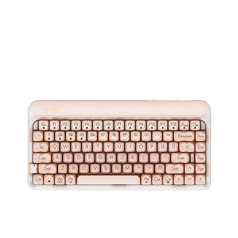 Wireless mechanical keyboard set with calculator, mouse, and desk light on office desk