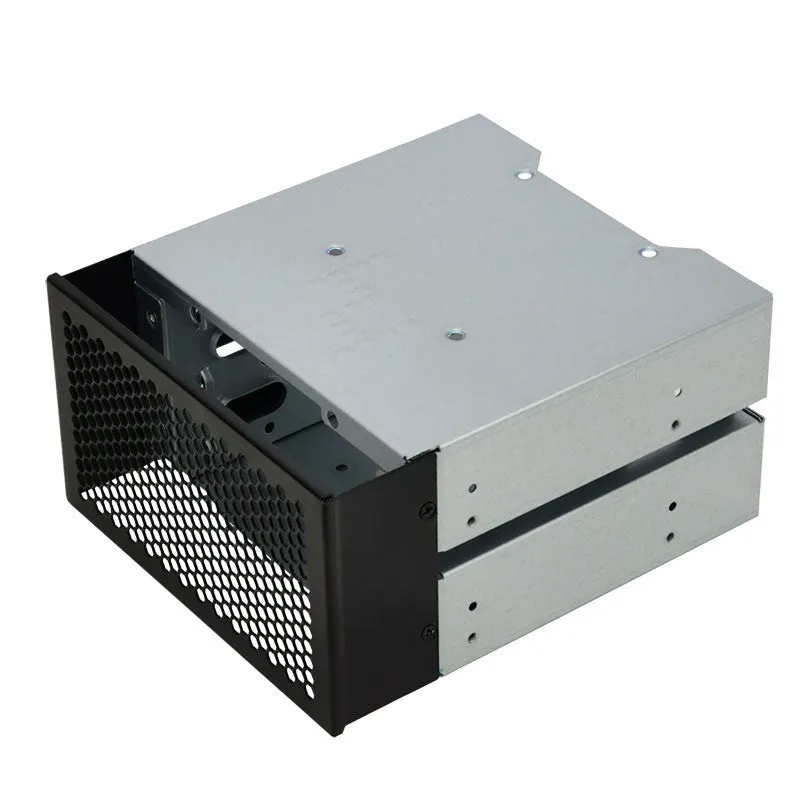Transparent hard drive cage for 5.25-inch to 3.5-inch drive conversion