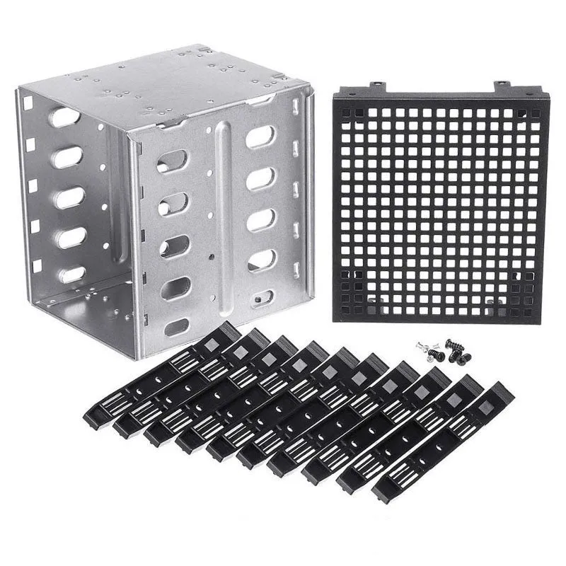 Transparent hard drive cage for 5.25-inch to 3.5-inch drive conversion