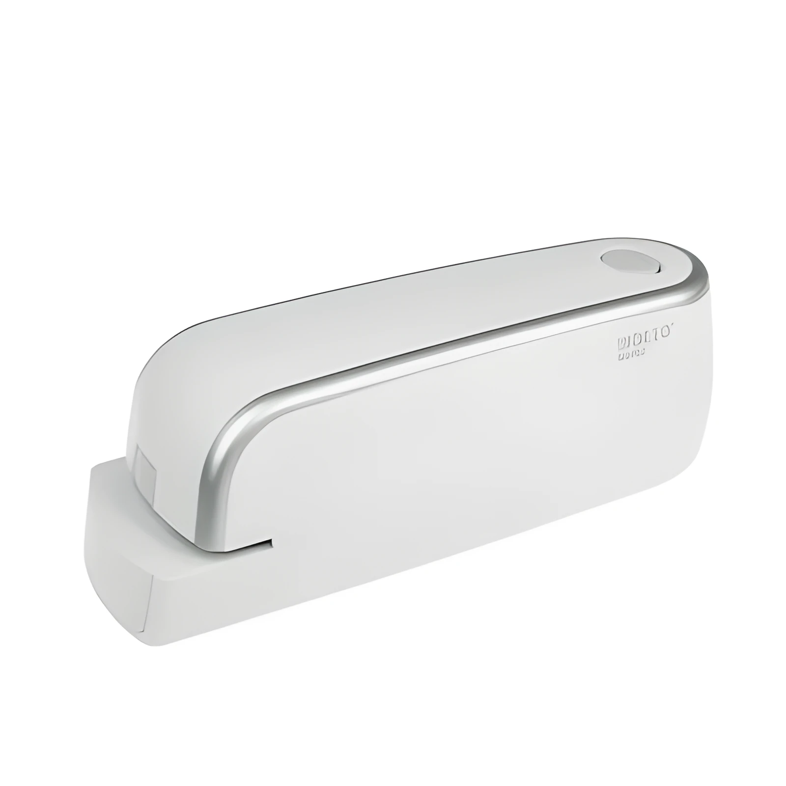White electric flat stapler with automatic induction on desk, 184x45x84mm size
