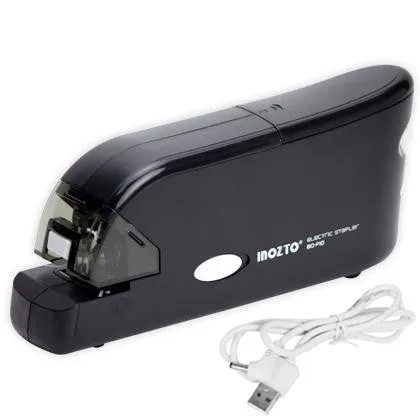 White electric flat stapler with automatic induction on desk, 184x45x84mm size