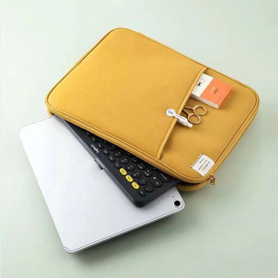 Shockproof nylon tablet PC bag liner in brick red with zip closure and internal compartments