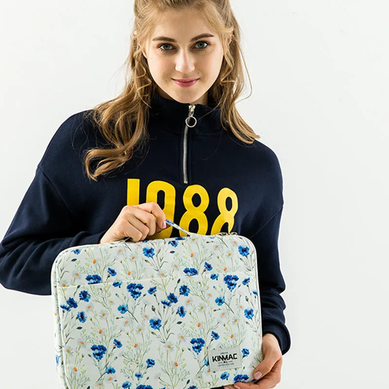 White polyester waterproof shockproof laptop sleeve with zipper closure for 15.6 inch notebook