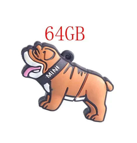Silicone bulldog USB flash drive in beige colour with custom logo, 8GB to 64GB storage capacities