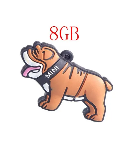 Silicone bulldog USB flash drive in beige colour with custom logo, 8GB to 64GB storage capacities