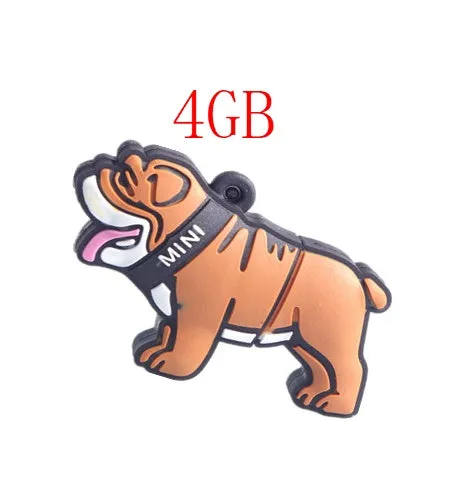 Silicone bulldog USB flash drive in beige colour with custom logo, 8GB to 64GB storage capacities