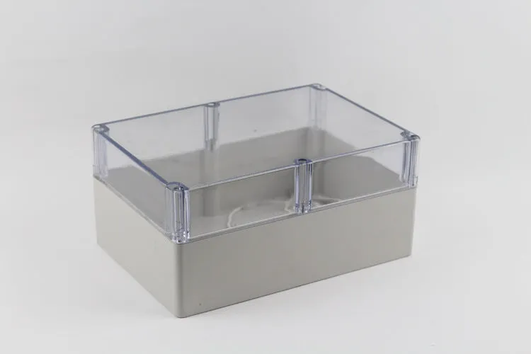 White waterproof plastic junction box with transparent cover, 100x68x50mm, for electrical connections