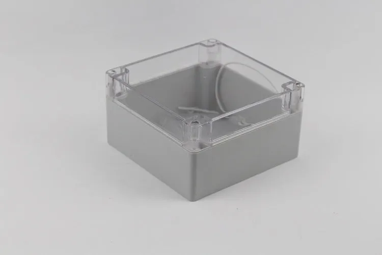 White waterproof plastic junction box with transparent cover, 100x68x50mm, for electrical connections