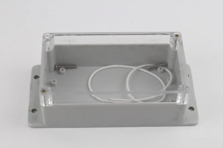 White waterproof plastic junction box with transparent cover, 100x68x50mm, for electrical connections