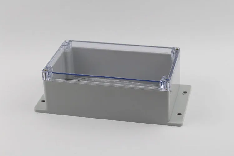 White waterproof plastic junction box with transparent cover, 100x68x50mm, for electrical connections