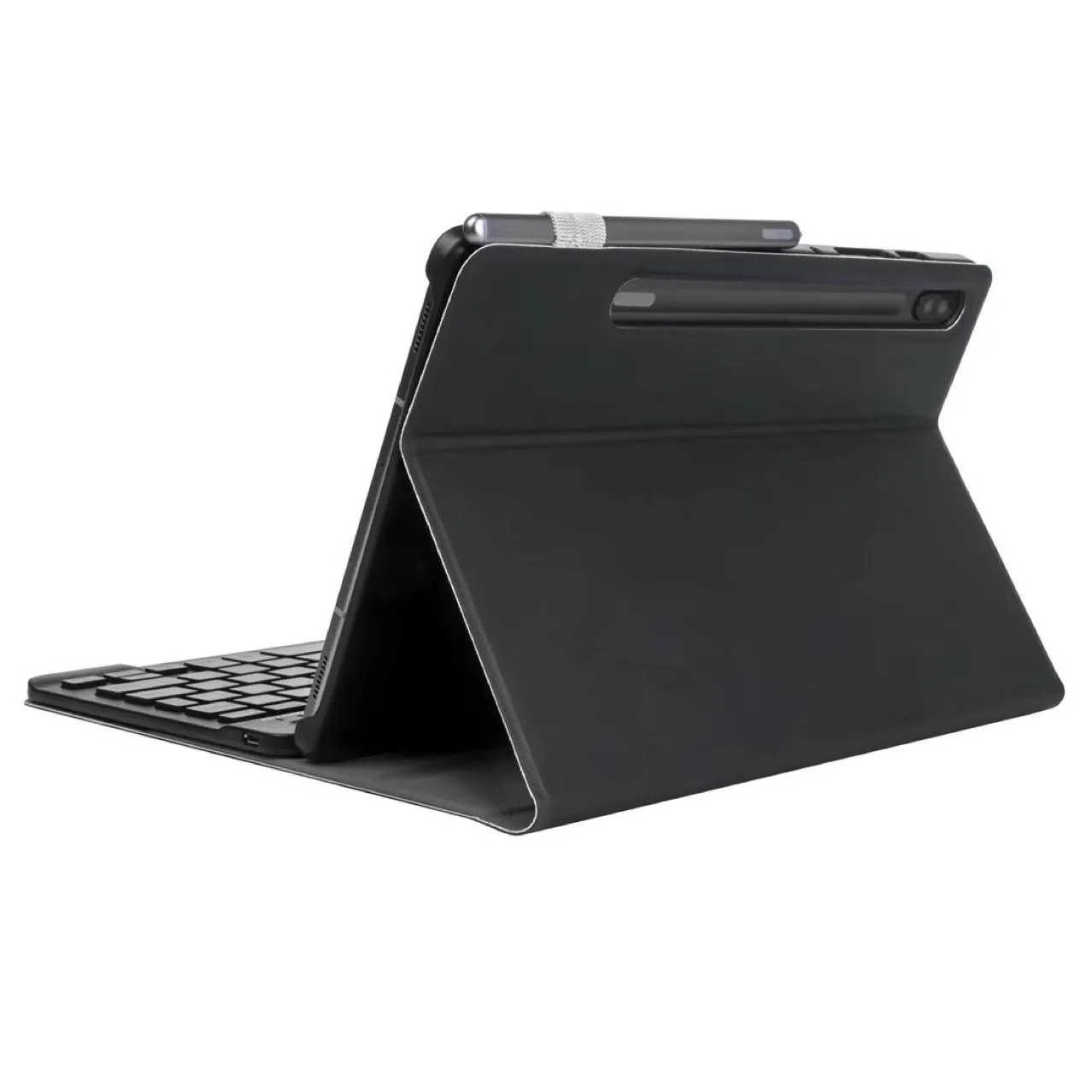 Samsung Bluetooth keyboard holster case in TPU clamshell design for Galaxy Tab models, black colour option