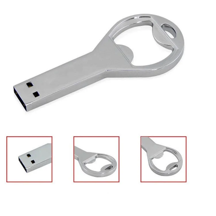 Metal key bottle opener USB flash drive with USB 2.0 port and metal casing