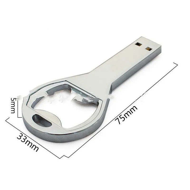 Metal key bottle opener USB flash drive with USB 2.0 port and metal casing
