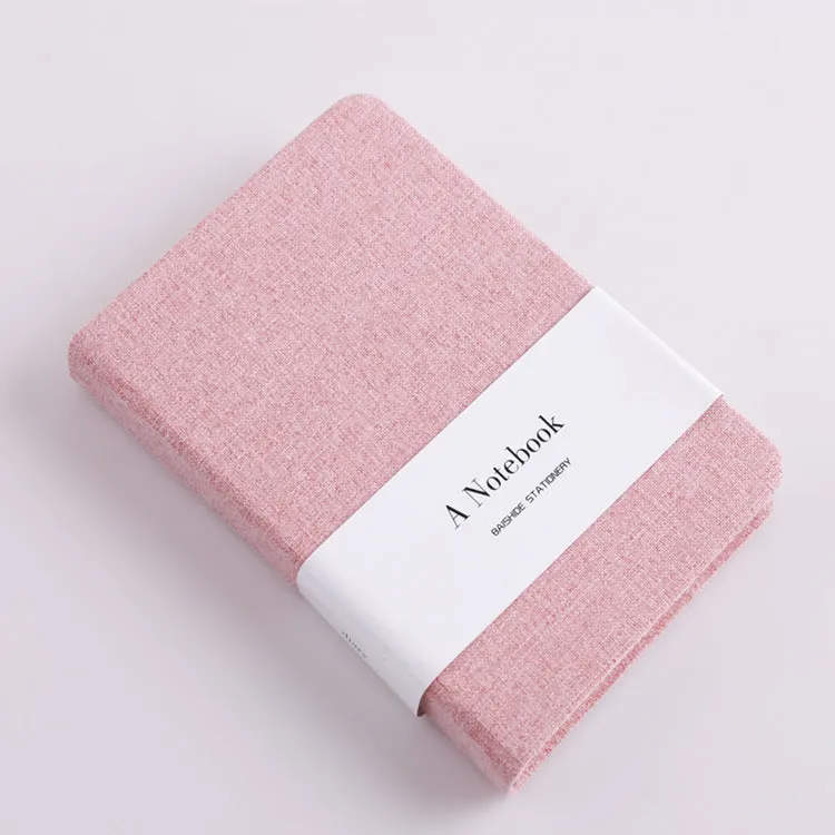 Cloth-covered wire-bound notebook with 132 pages, small size 10.5x14.5cm, showing blank and ruled pages in blue