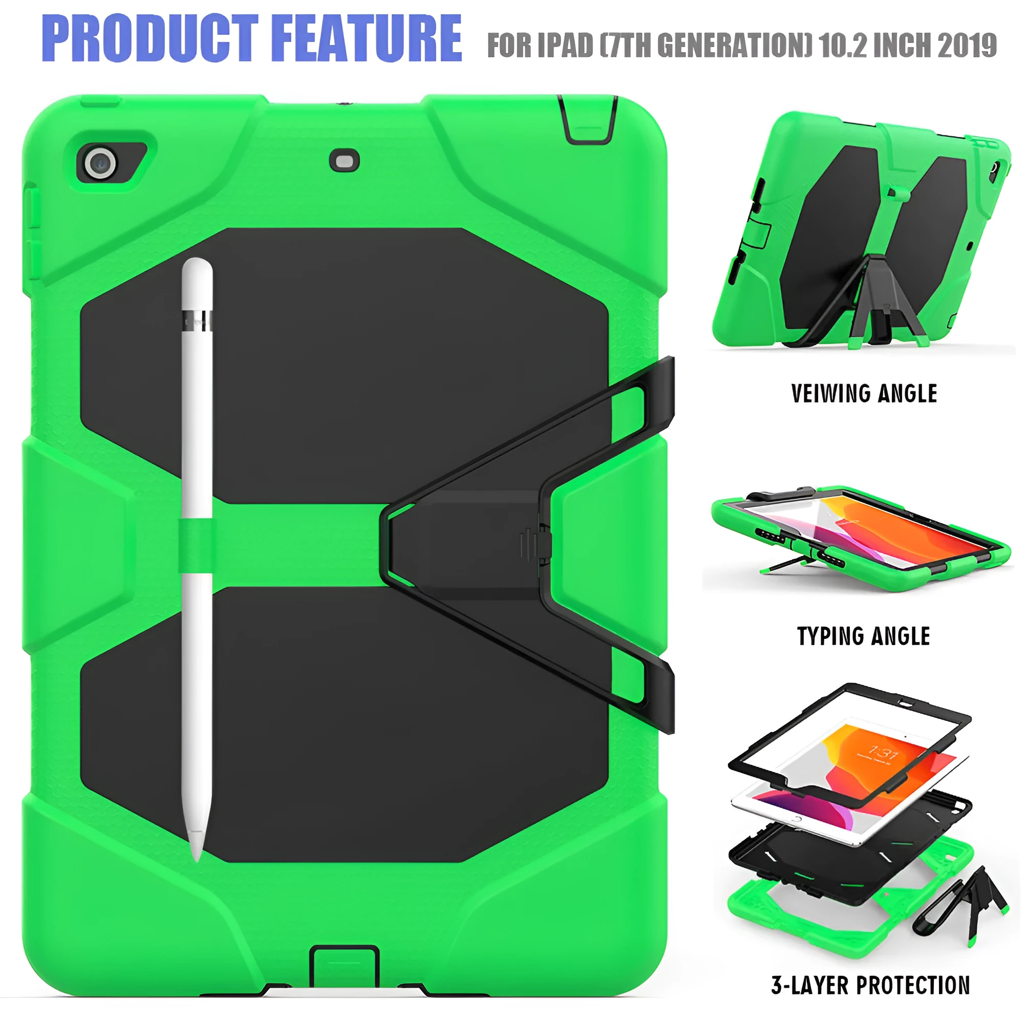 Flat all-inclusive protective sleeve for iPad 10.2 in silicone and plastic, multiple colours available