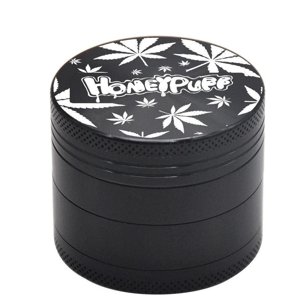 Four-layer T6 CNC aluminum alloy grinder with keychain razor bottle opener USB charging light and cash check lamp in black