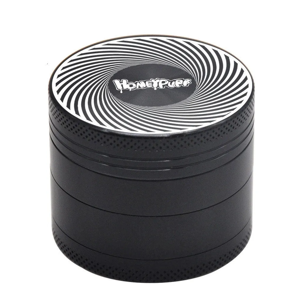 Four-layer T6 CNC aluminum alloy grinder with keychain razor bottle opener USB charging light and cash check lamp in black