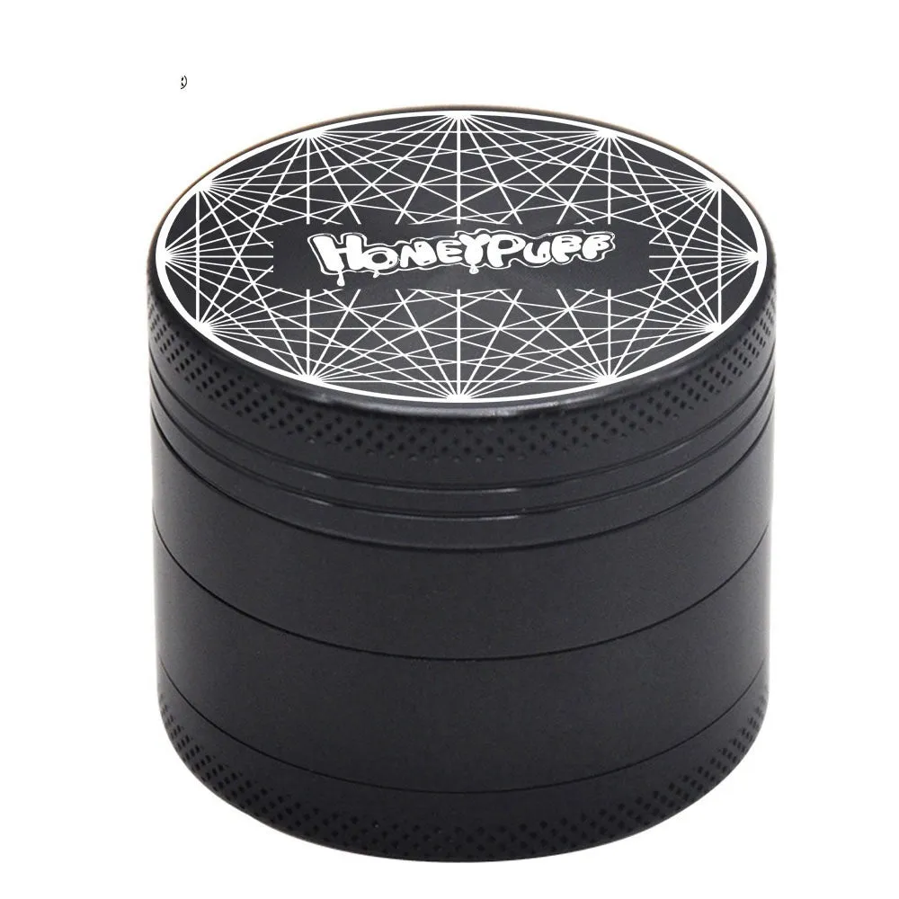 Four-layer T6 CNC aluminum alloy grinder with keychain razor bottle opener USB charging light and cash check lamp in black