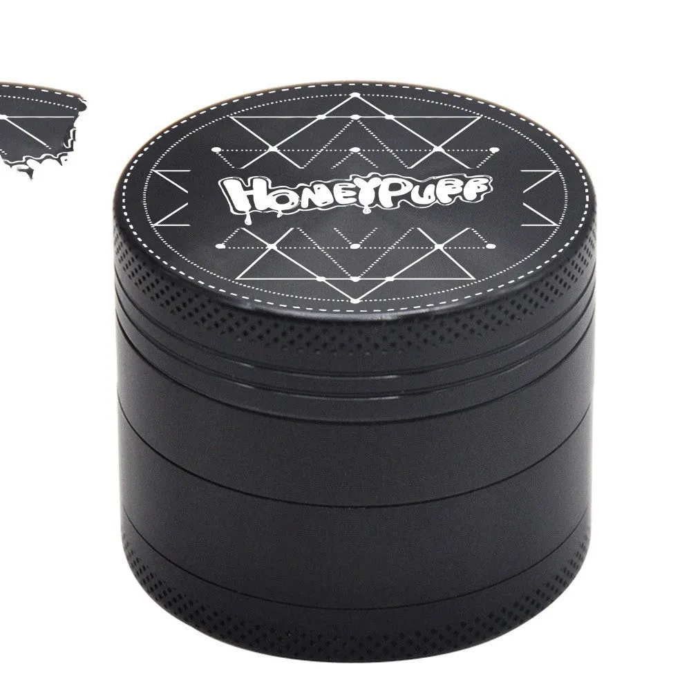 Four-layer T6 CNC aluminum alloy grinder with keychain razor bottle opener USB charging light and cash check lamp in black