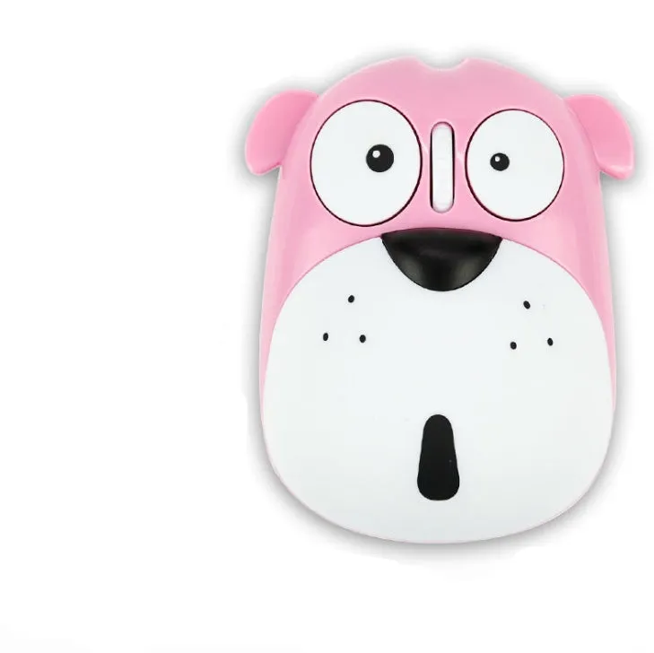 Silent optical mouse with 2.4G wireless, rechargeable battery, and matte material in pink panda design