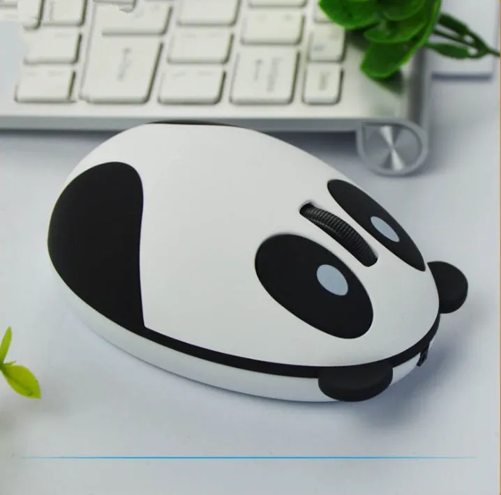 Silent optical mouse with 2.4G wireless, rechargeable battery, and matte material in pink panda design