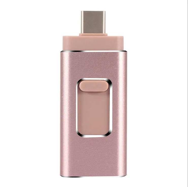 Four-in-one OTG metal U disk for Apple iPhone Android Type-C and computer USB with retractable design