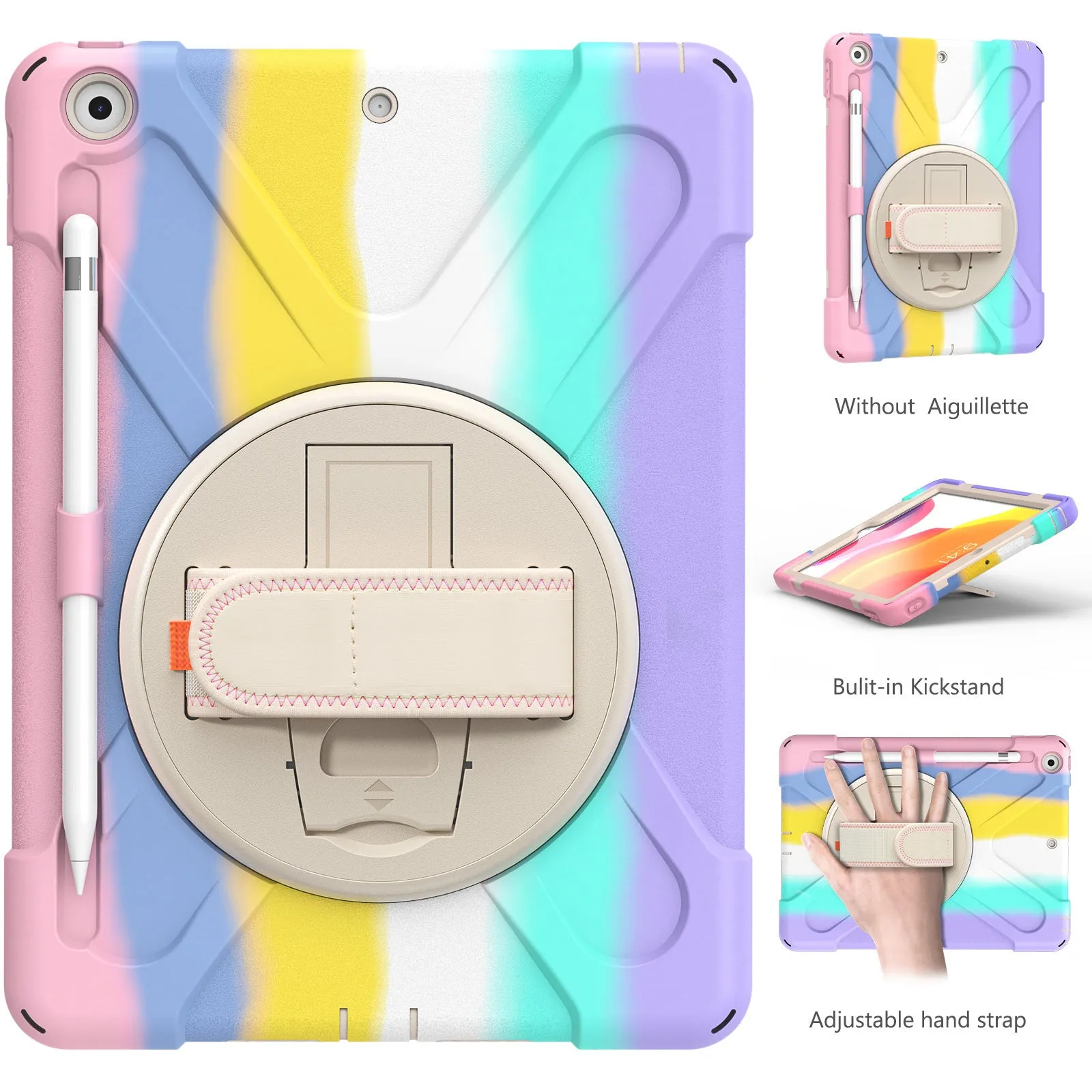 Silicone flat protective cover for iPad 10.2 in Colourful Pink with bracket shell