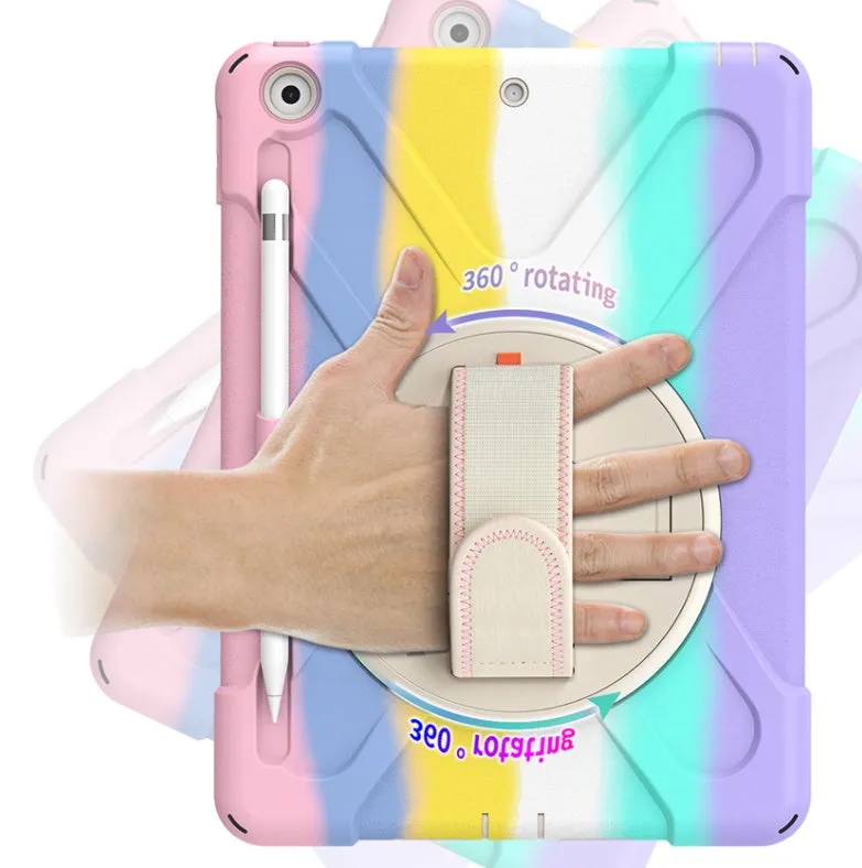 Silicone flat protective cover for iPad 10.2 in Colourful Pink with bracket shell