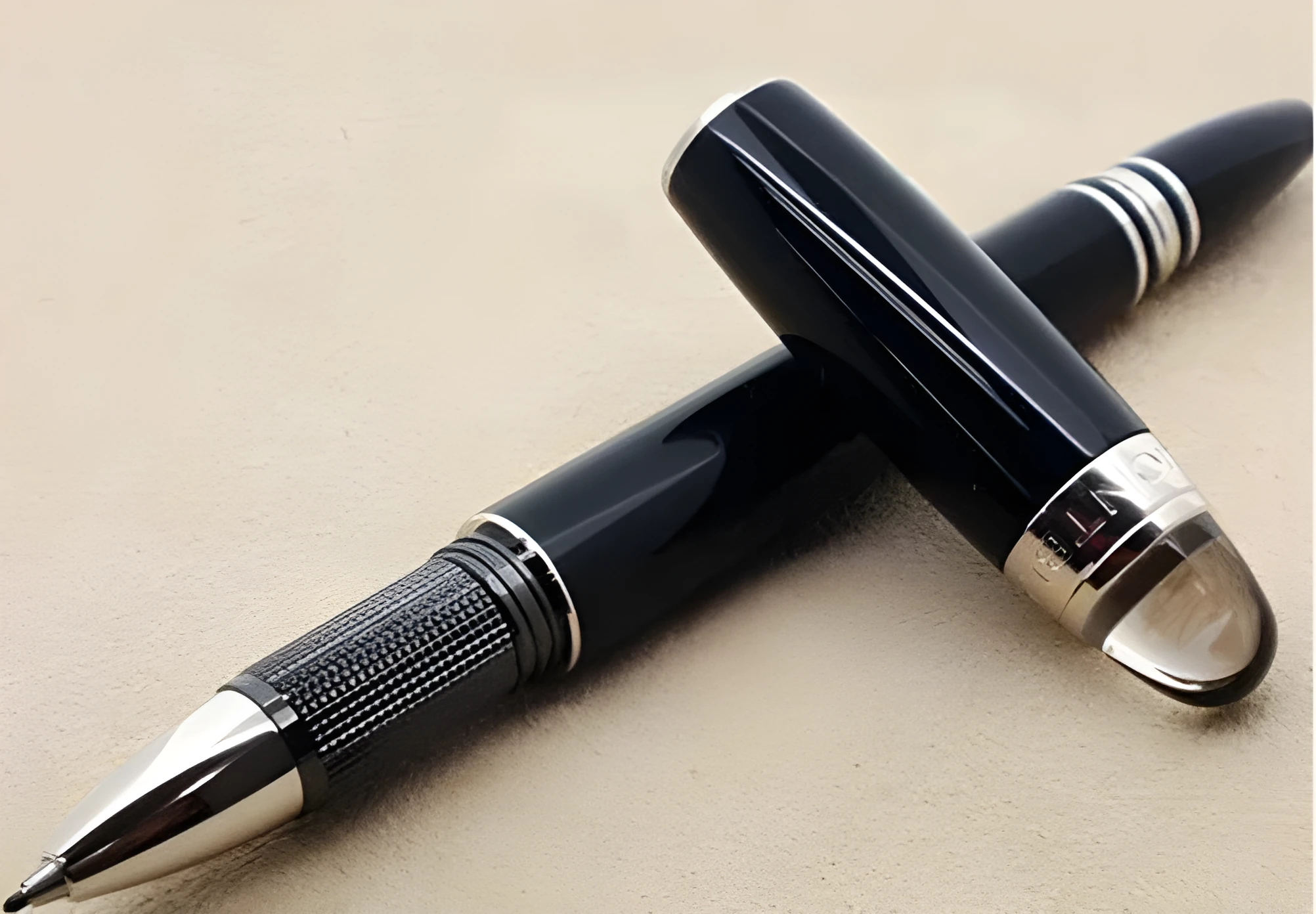 Interstellar Crystal Head series metal rollerball pen in black, with resin metal barrel and black ink refill