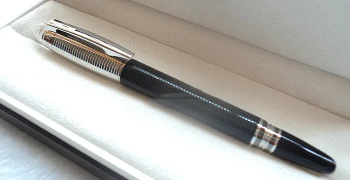 Interstellar Crystal Head series metal rollerball pen in black, with resin metal barrel and black ink refill