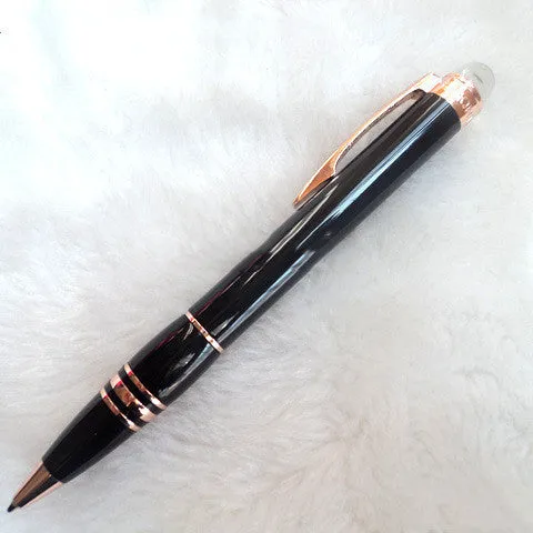 Interstellar Crystal Head series metal rollerball pen in black, with resin metal barrel and black ink refill