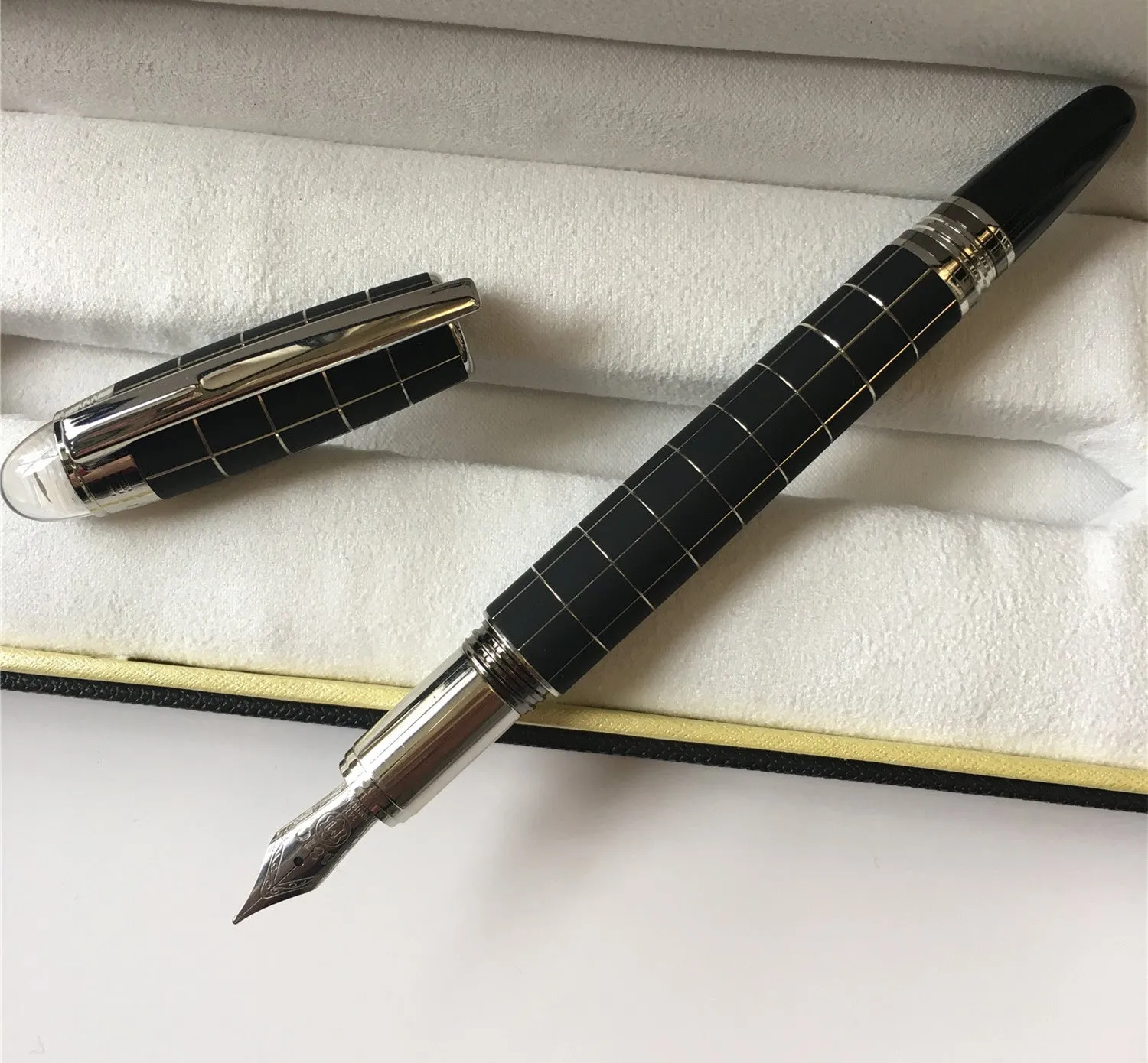 Interstellar Crystal Head series metal rollerball pen in black, with resin metal barrel and black ink refill