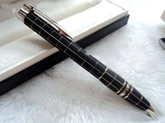 Interstellar Crystal Head series metal rollerball pen in black, with resin metal barrel and black ink refill