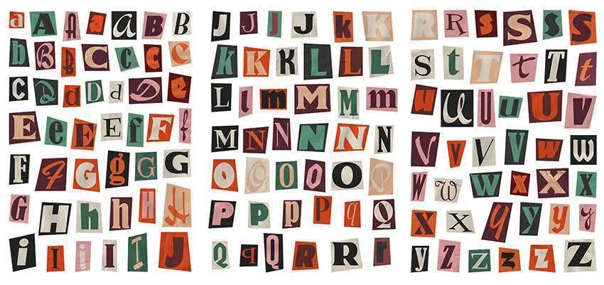 English letters and numbers symbol label sticker sheet with alphabet sets and week words in cute printed design