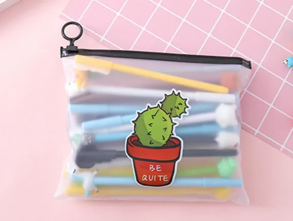 Marvel cartoon cactus design 0.5mm black ballpoint pen 20-pack with plastic storage case
