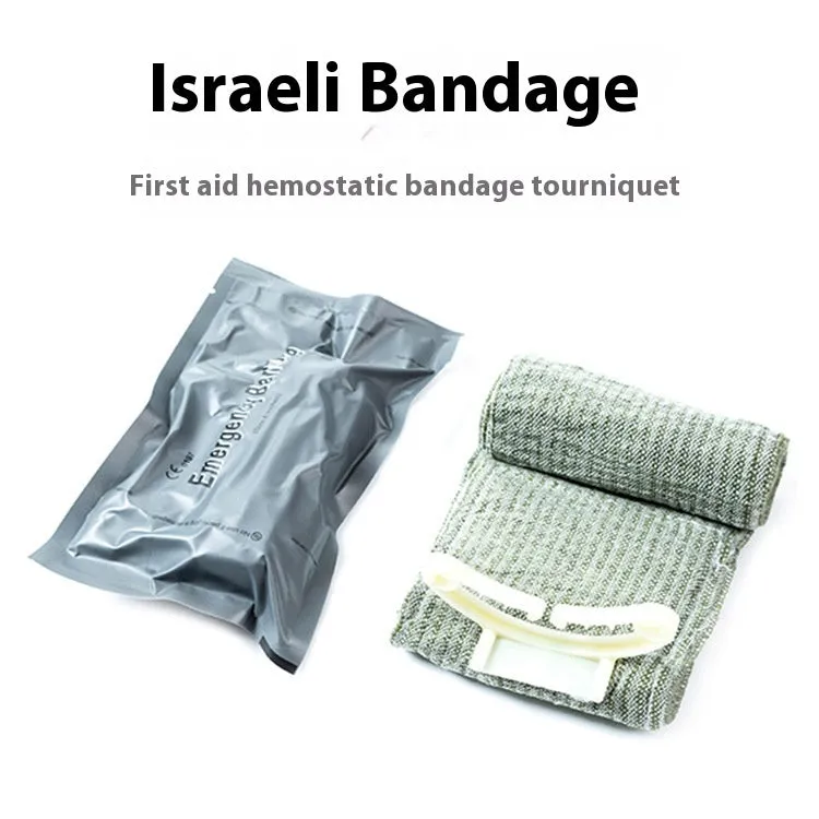Portable hemostatic bandage kit with roll of tactical gauze tape for first aid and outdoor use.