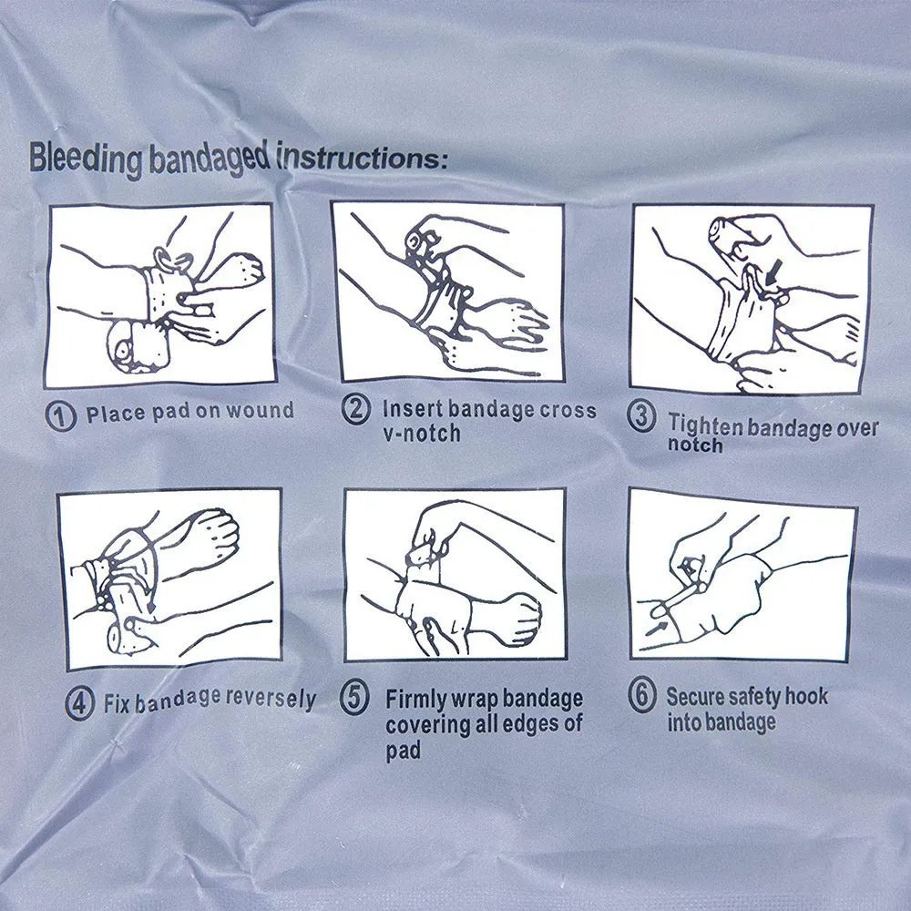 Portable hemostatic bandage kit with roll of tactical gauze tape for first aid and outdoor use.