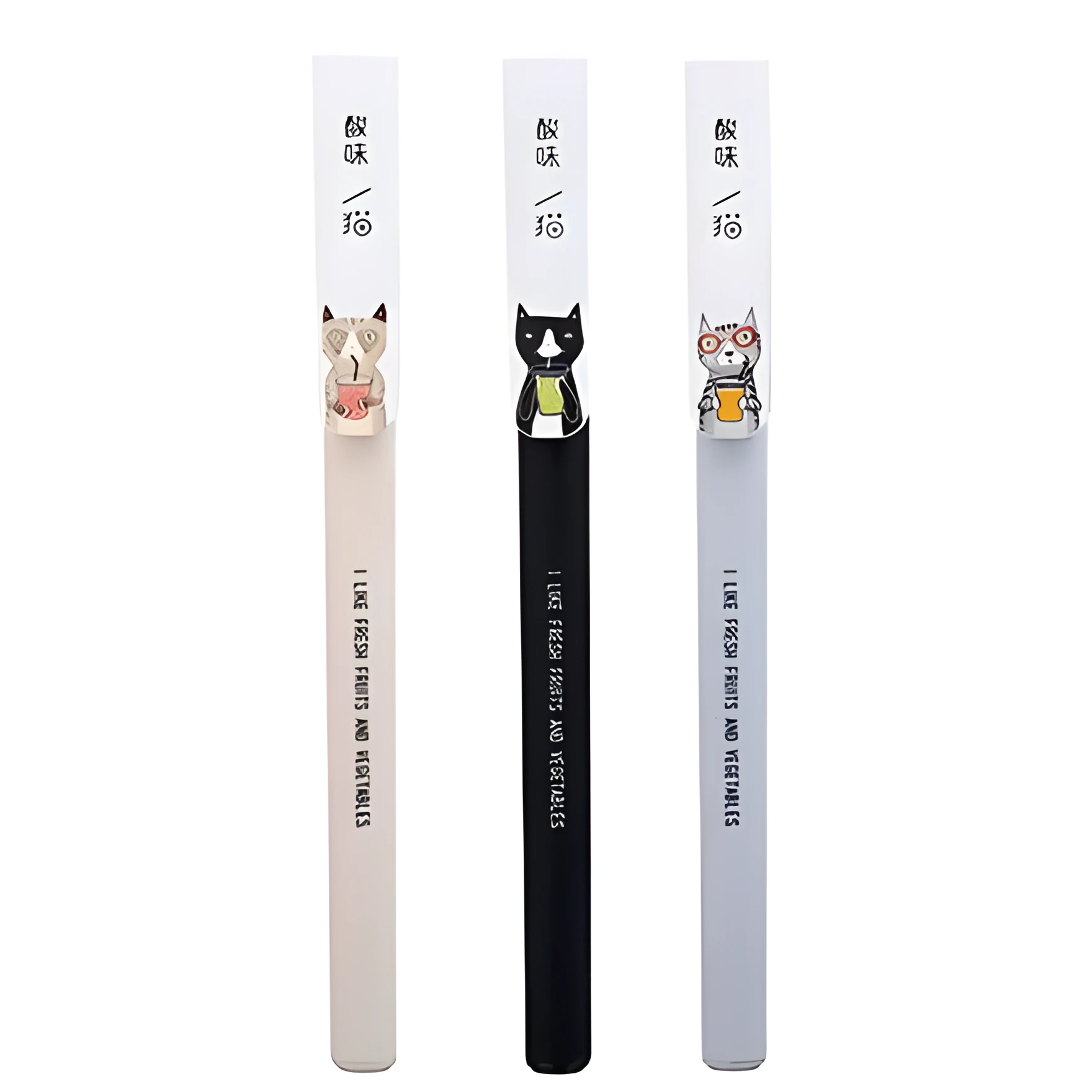Black gel pen with full needle tube tip and plastic body on white background
