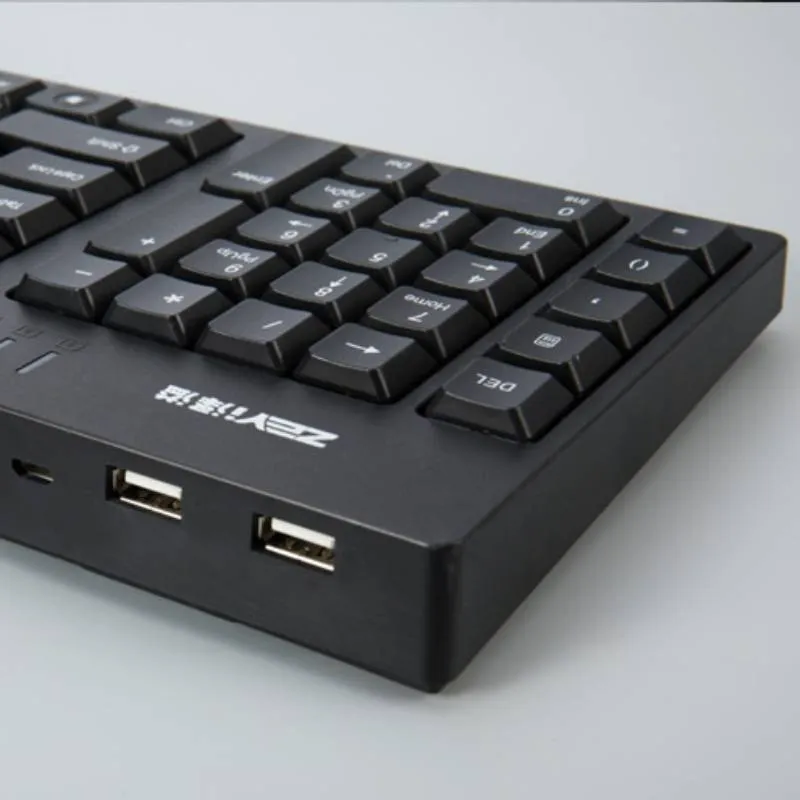 Wired USB keyboard in black with full-size layout and backlit keys